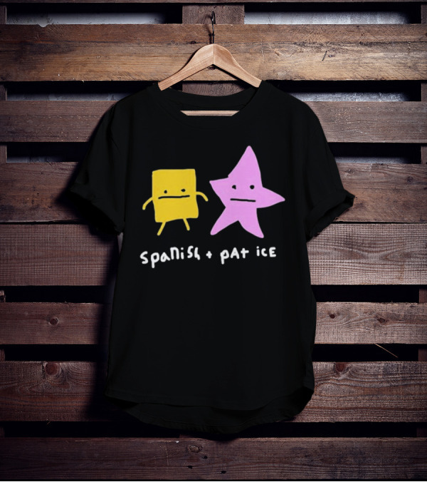 Spanish And Pat Ice Cartoon Square And Star Characters T-Shirt