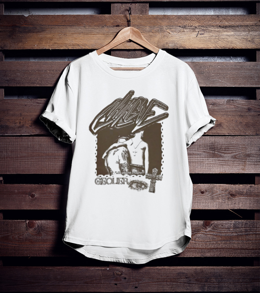 Geolier Chiagne Na Pecché Chiagne Cross Tattoo T-Shirt