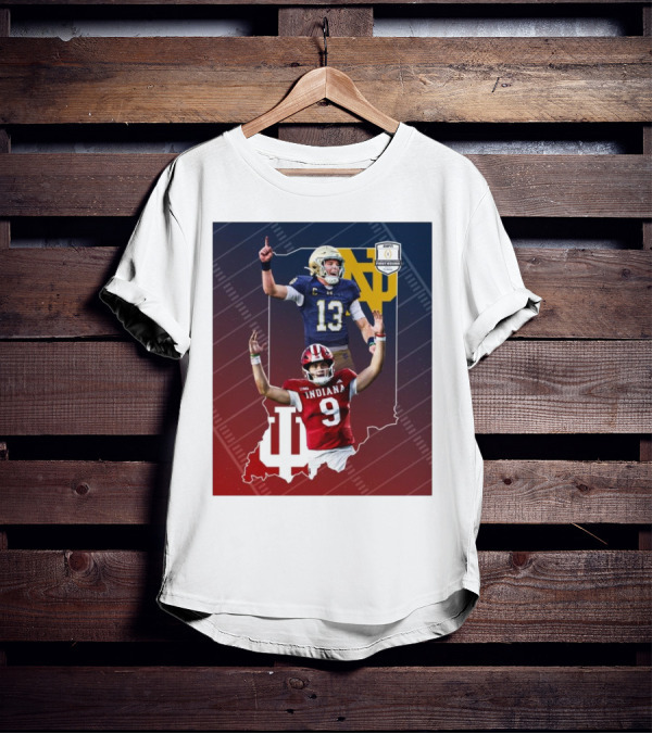 Indiana Hoosiers Versus Notre Dame Fighting Irish 12-Team CFP Friday Matchup T-Shirt