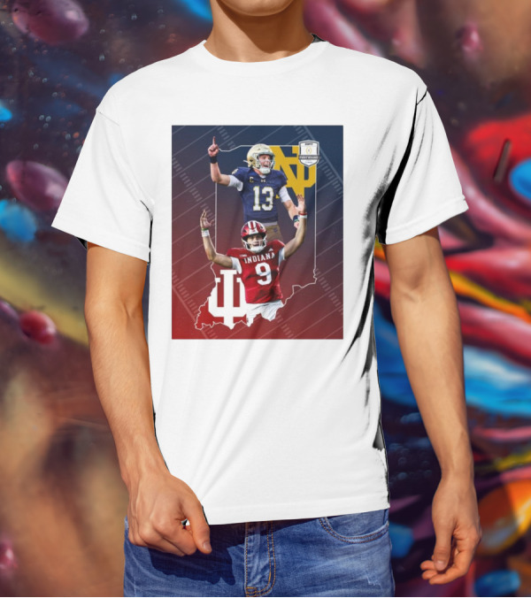 Indiana Hoosiers Versus Notre Dame Fighting Irish 12-Team CFP Friday Matchup T-Shirt