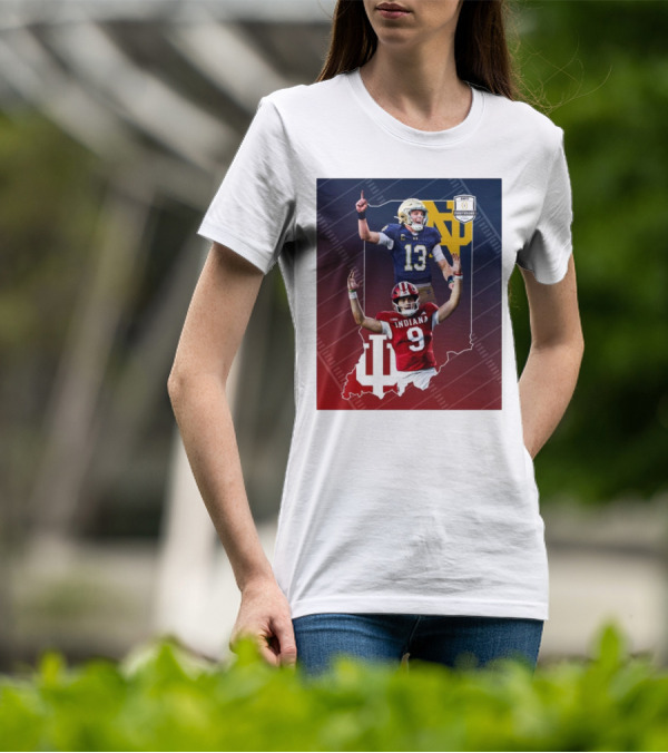 Indiana Hoosiers Versus Notre Dame Fighting Irish 12-Team CFP Friday Matchup T-Shirt