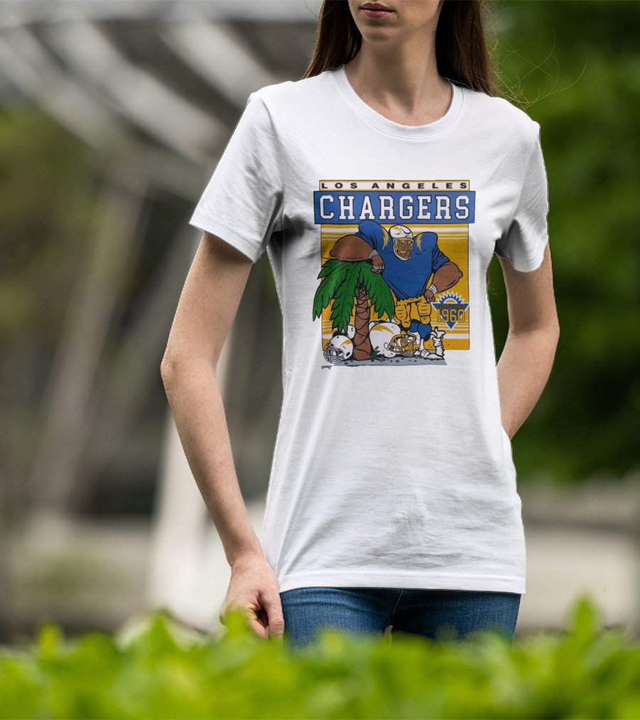 Los Angeles Chargers Crenshaw Skate Club Light Blue Palm Tree Established 1960 Football Player T-Shirt