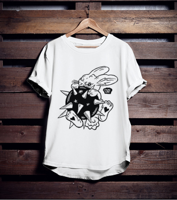 Chloeleeart Morningstar Bunny Holding Spiked Ball With Stars And Hearts T-Shirt