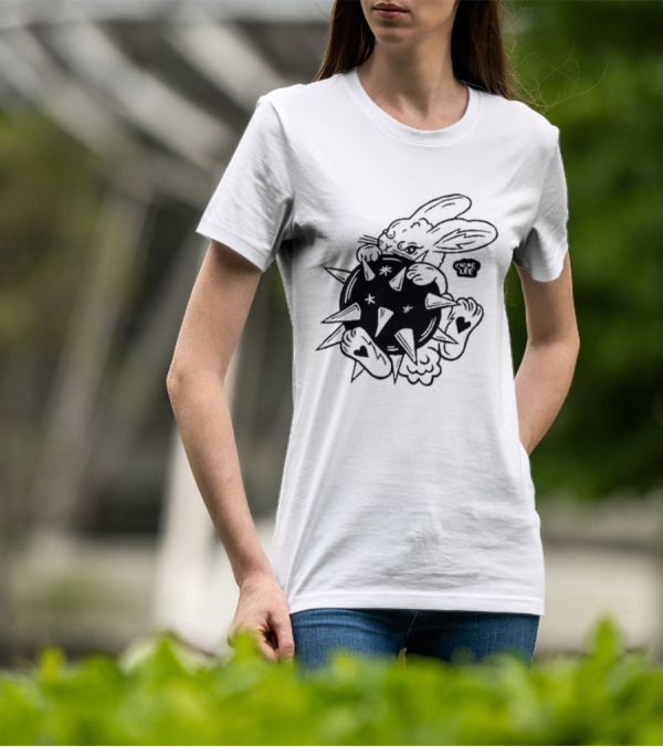 Chloeleeart Morningstar Bunny Holding Spiked Ball With Stars And Hearts T-Shirt