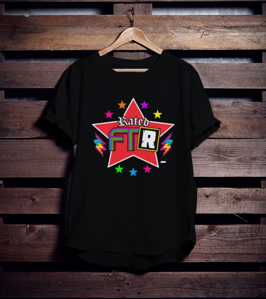 Rated FTR Adam Copeland AEW Star With Lightning And Colorful Retro Stars T-Shirt