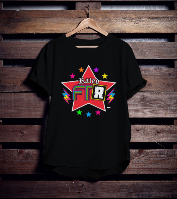 Rated FTR Adam Copeland AEW Star With Lightning And Colorful Retro Stars T-Shirt