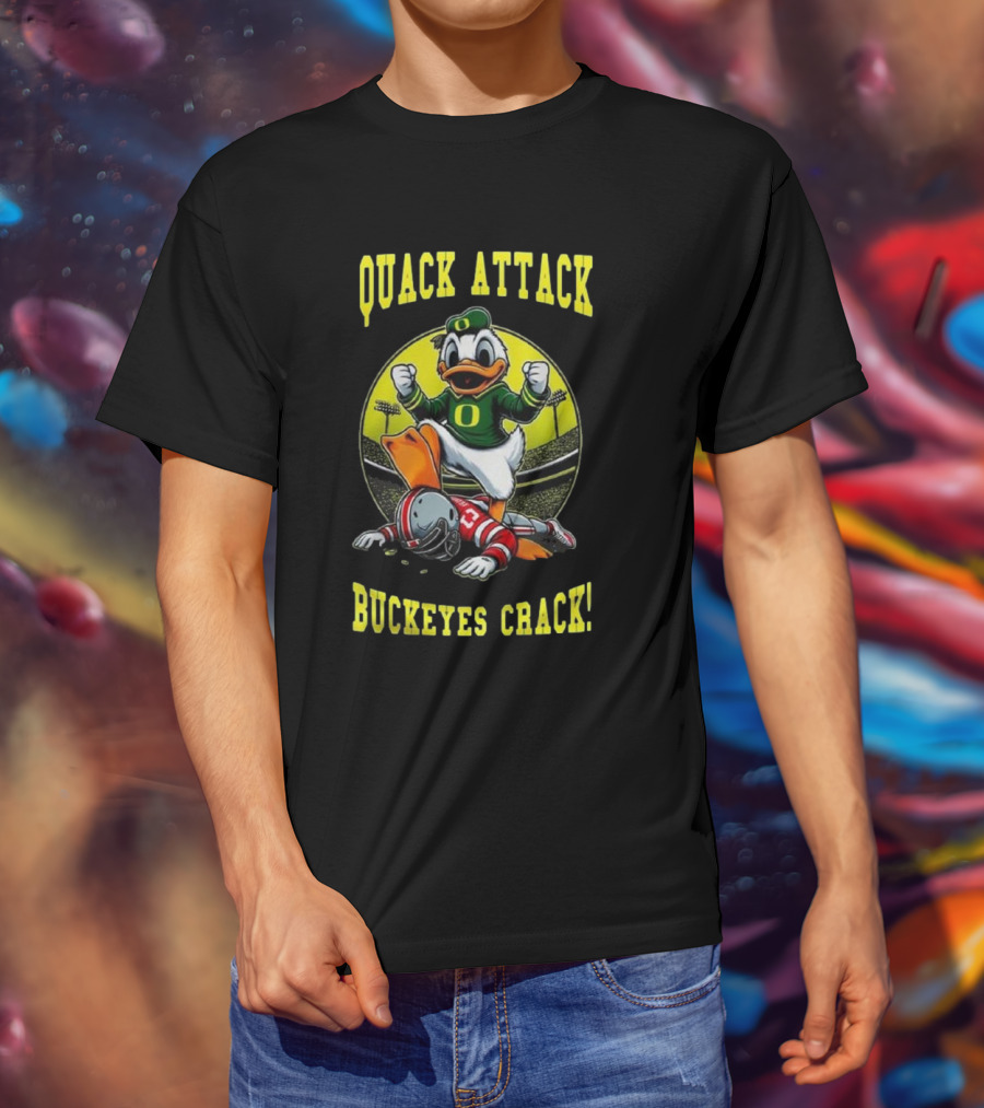 Oregon Ducks Quack Attack Buckeyes Crack Football Mascot Showdown 2025 T-Shirt