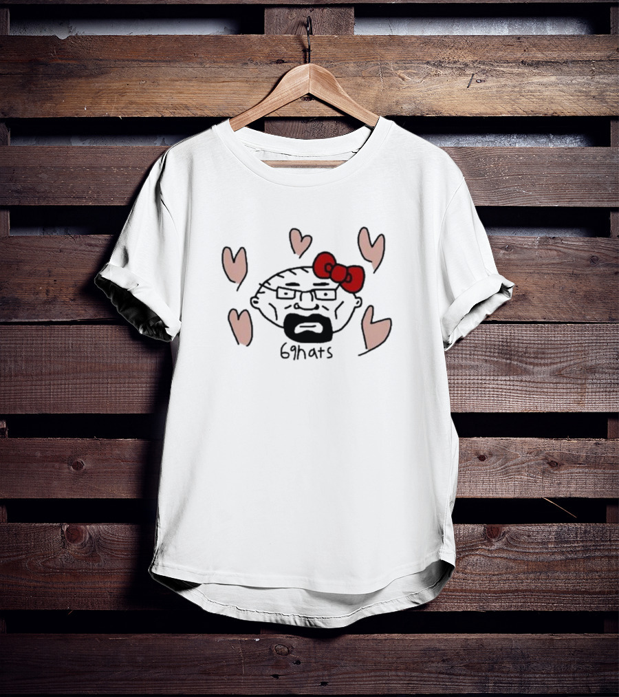 69Hats Hello Waltuh Character Mashup With Red Bow And Hearts T-Shirt