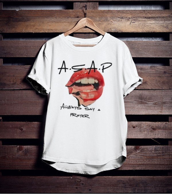 A.S.A.P Always Say A Prayer Bold Red Lips T-Shirt