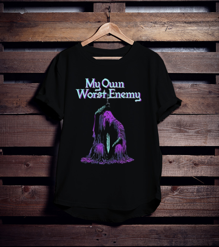 My Own Worst Enemy Raskolapparel Hooded Figure With Sword T-Shirt