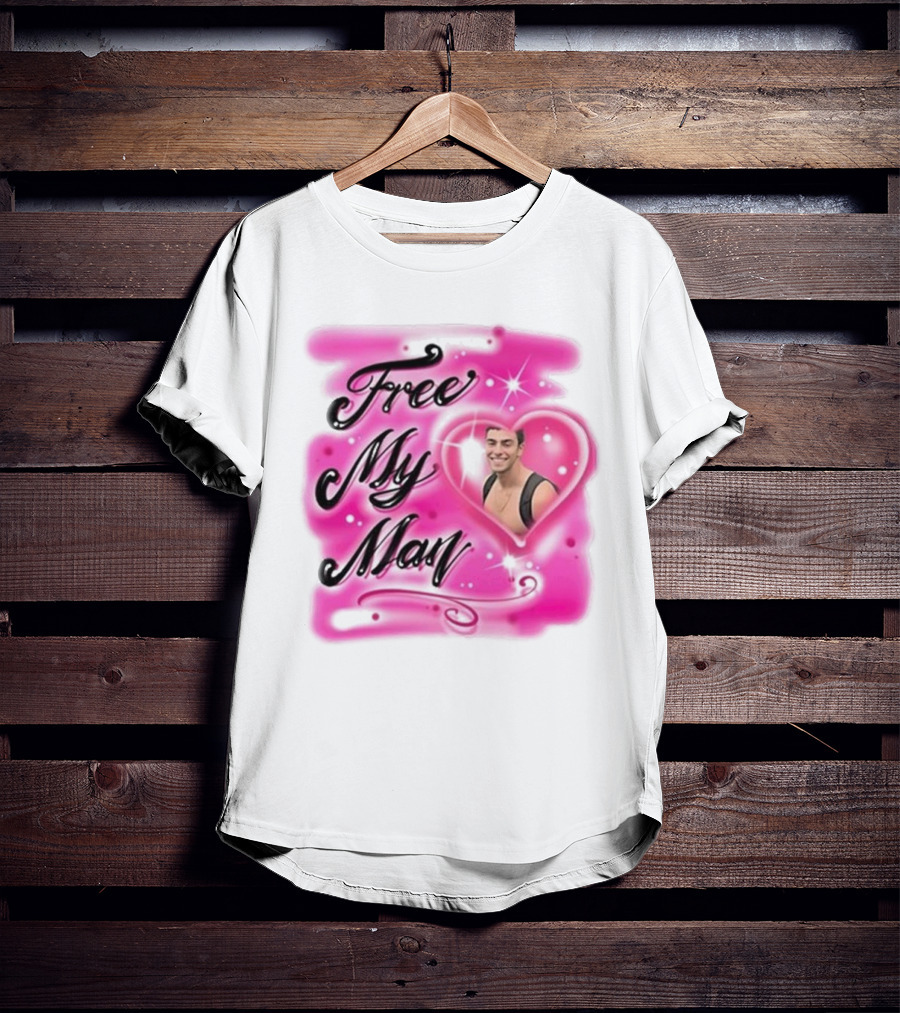 Keiajah Wearing Free My Man Luigi Mangione Heart T-Shirt