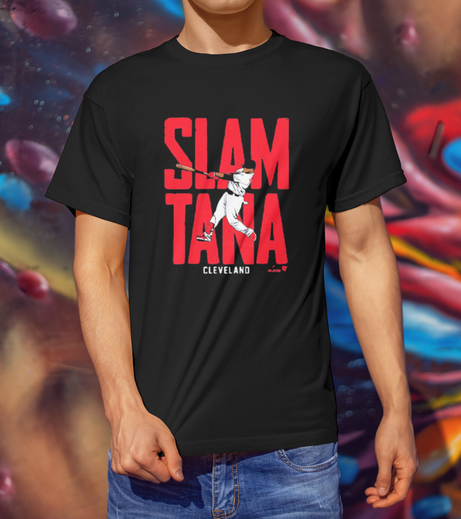 Slamtana Cleveland Guardians MLB Carlos Santana Baseball Player T-Shirt