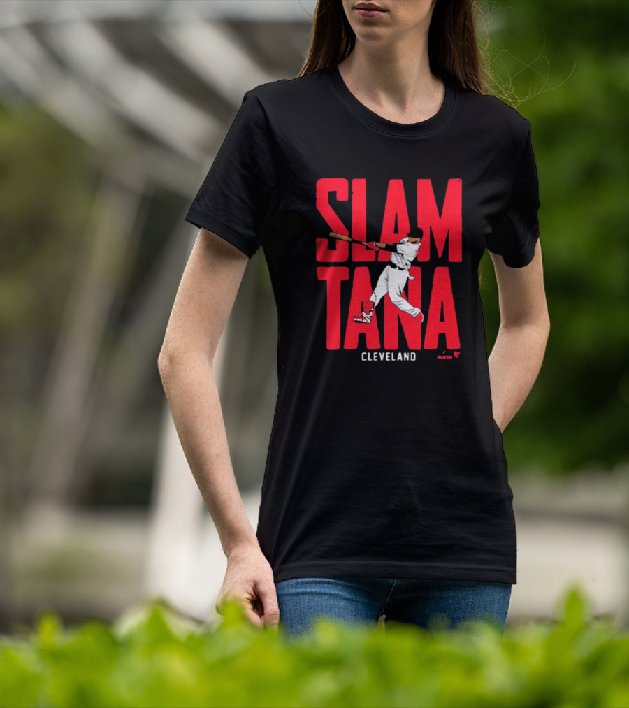 Slamtana Cleveland Guardians MLB Carlos Santana Baseball Player T-Shirt