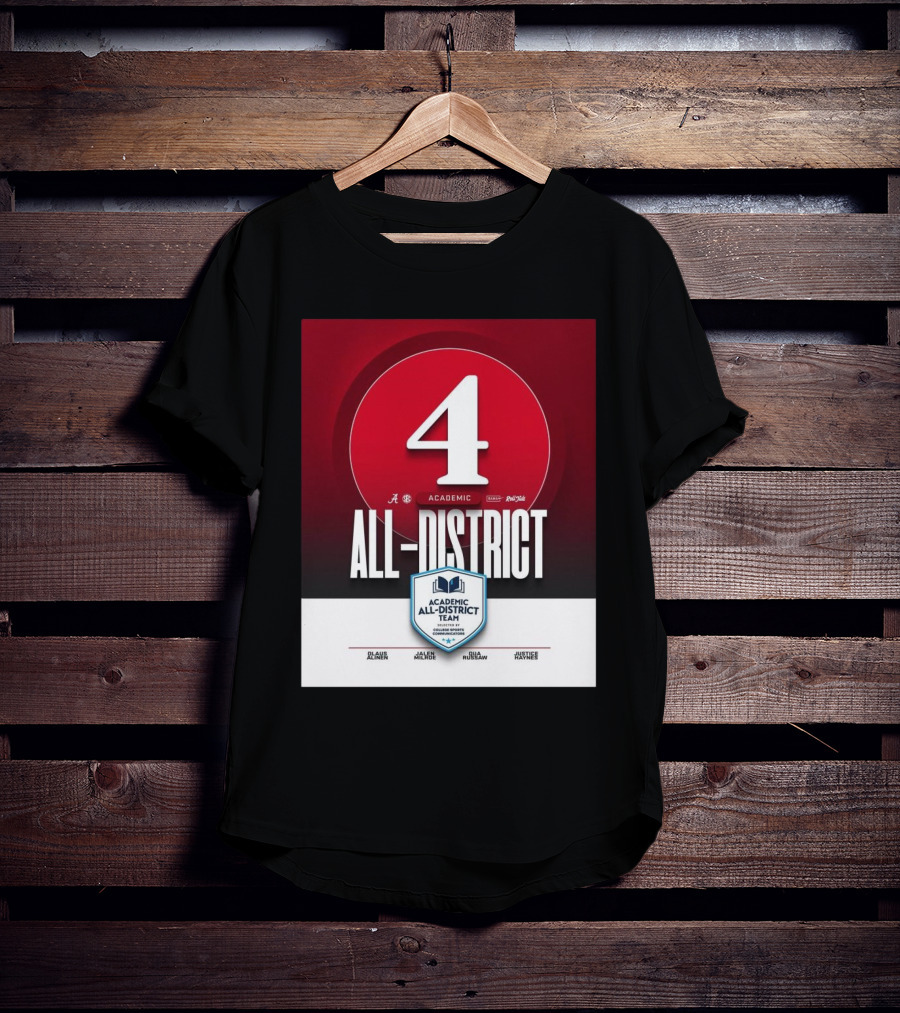 Alabama Crimson Tide Academic All-District Honorees Olaus Alinen Jalen Milroe Qua Russaw Justice Haynes T-Shirt