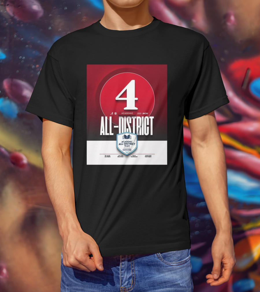 Alabama Crimson Tide Academic All-District Honorees Olaus Alinen Jalen Milroe Qua Russaw Justice Haynes T-Shirt