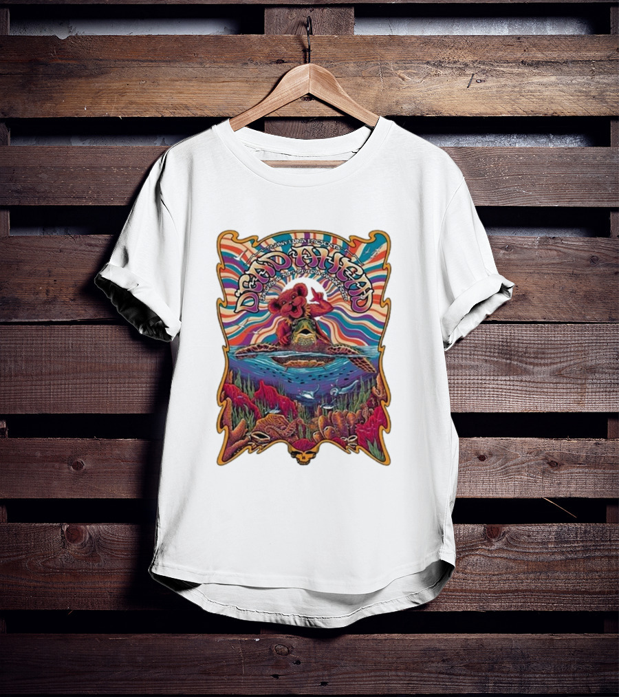 Dead Ahead Festival January 10 2025 Riviera Cancún Mexico Vibrant Turtle And Dancing Bear Psychedelic T-Shirt