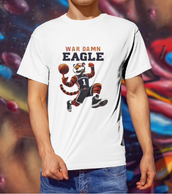 Auburn Tigers War Damn Eagle 2025 Basketball Mascot NCAA T-Shirt
