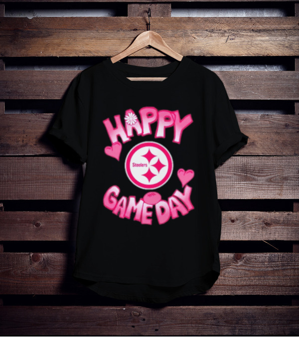 Valentine's Day Steelers Happy Gameday 2025 Hearts And Football T-Shirt