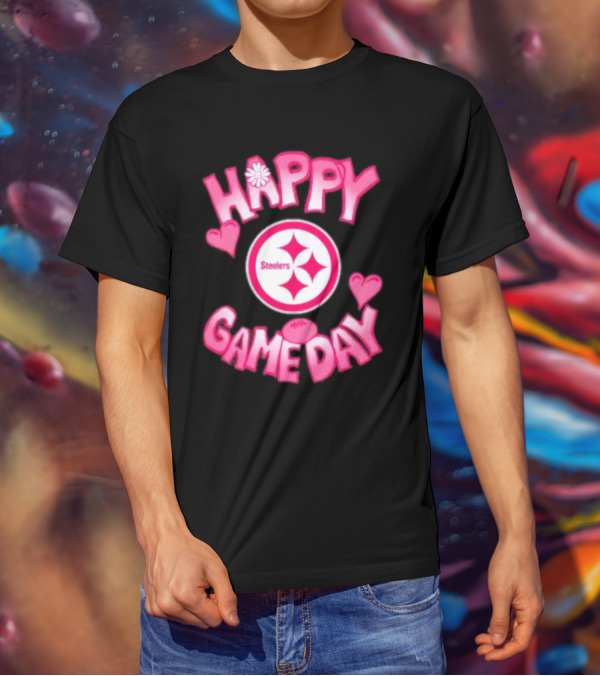 Valentine's Day Steelers Happy Gameday 2025 Hearts And Football T-Shirt