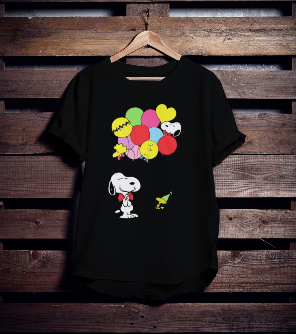 Peanuts Snoopy Woodstock Balloons Birthday T-Shirt