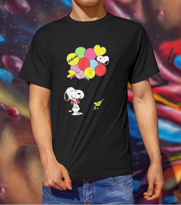 Peanuts Snoopy Woodstock Balloons Birthday T-Shirt