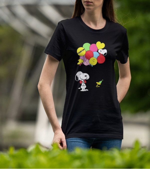 Peanuts Snoopy Woodstock Balloons Birthday T-Shirt