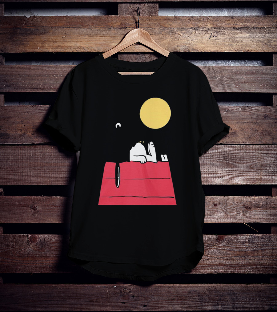 Snoopy Solar Eclipse Peanuts Doghouse Moon Charlie Brown T-Shirt