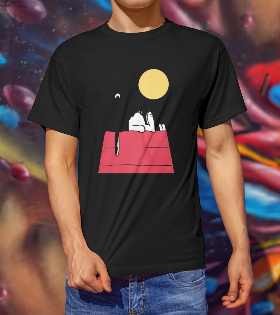 Snoopy Solar Eclipse Peanuts Doghouse Moon Charlie Brown T-Shirt