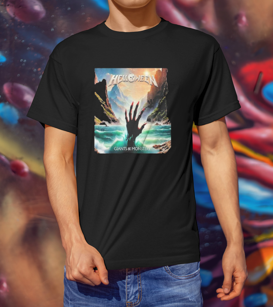 Helloween Giants & Monsters Album Art With Raising Hand In Ocean Released August 29th 2025 T-Shirt