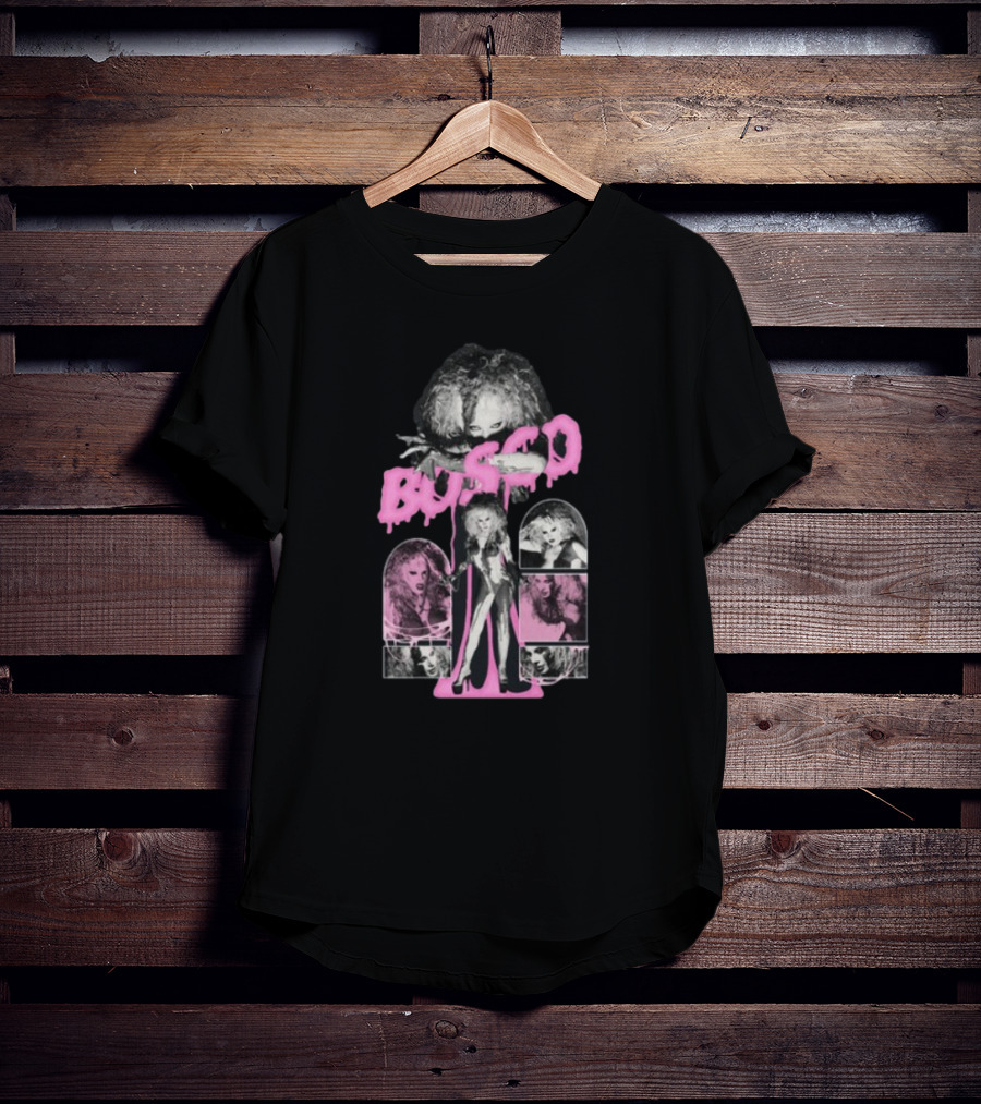 Hereisbosco Blobsco Bosco Pink Dripping Text With Monochrome Images T-Shirt