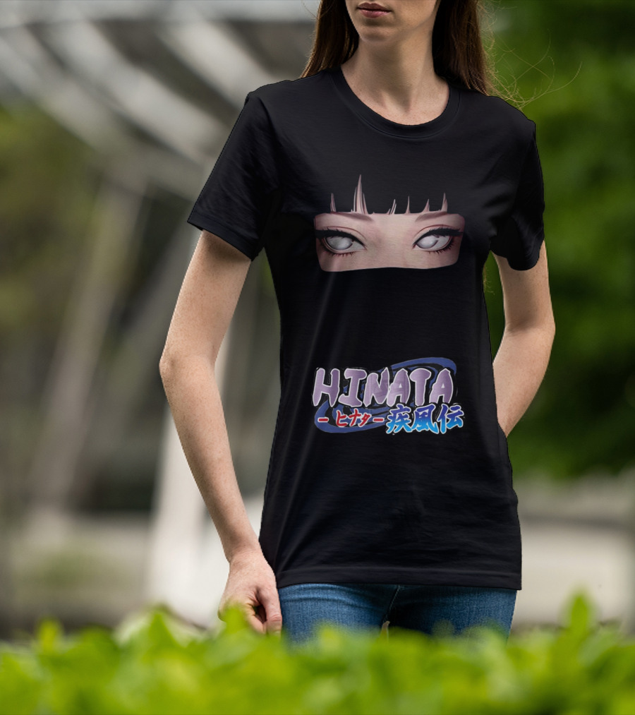 Hinata Hyuga Eyes Japanese Text Anime Style T-Shirt