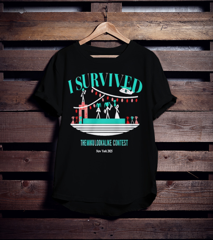 I Survived The Miku Lookalike Contest New York 2025 Blimp Stage Figures T-Shirt