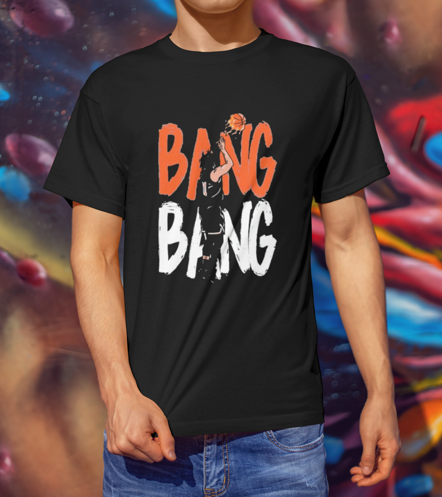 Jalen Brunson Basketball Bang Bang Orange White Combination T-Shirt