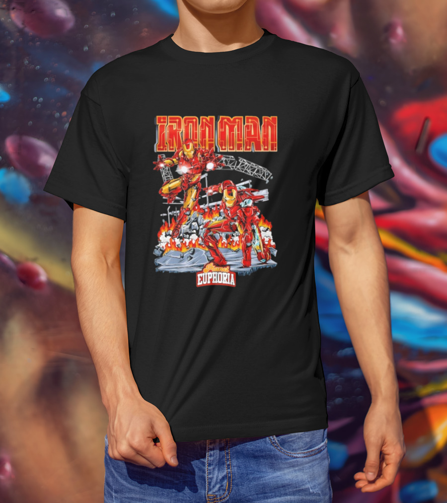 Iron Man Planet Euphoria Fiery Battle Scene T-Shirt