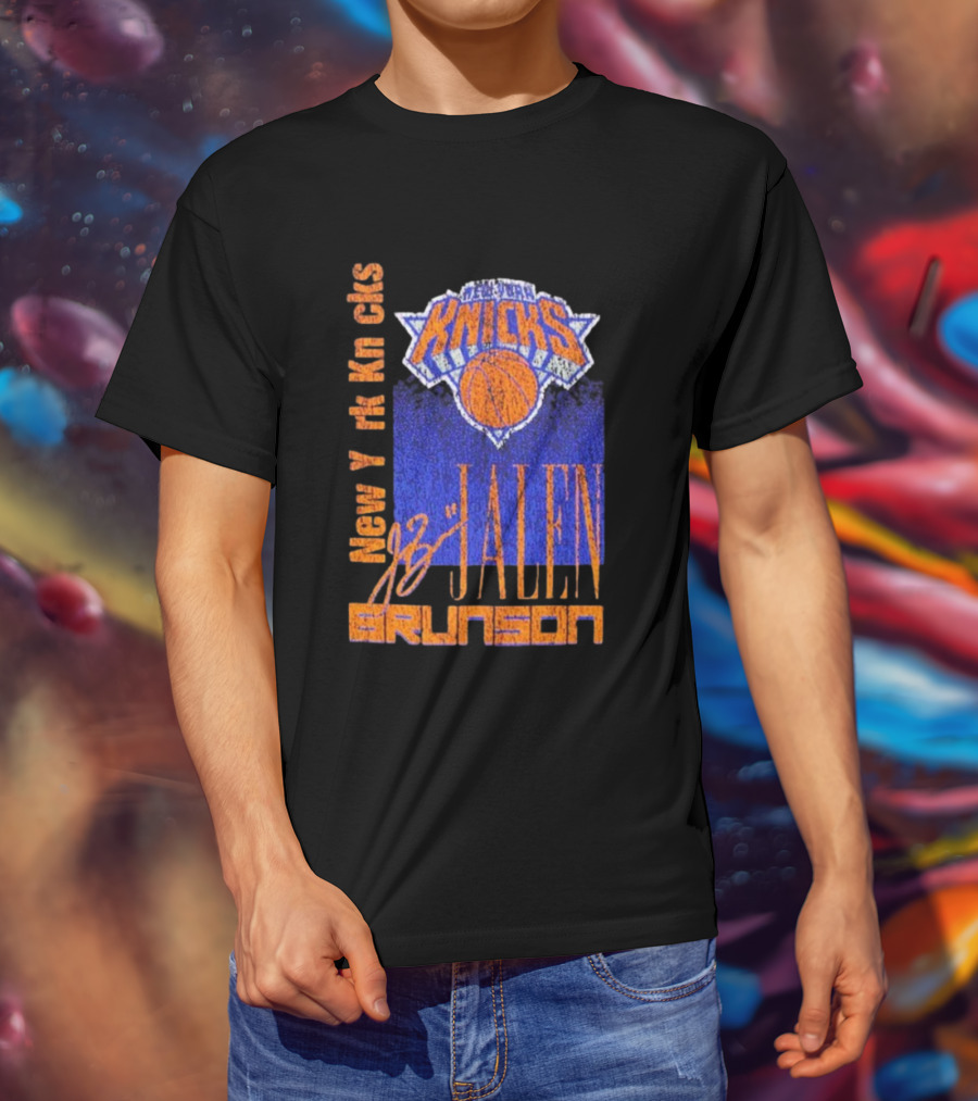 New York Knicks Jalen Brunson NBA Player Signature T-Shirt