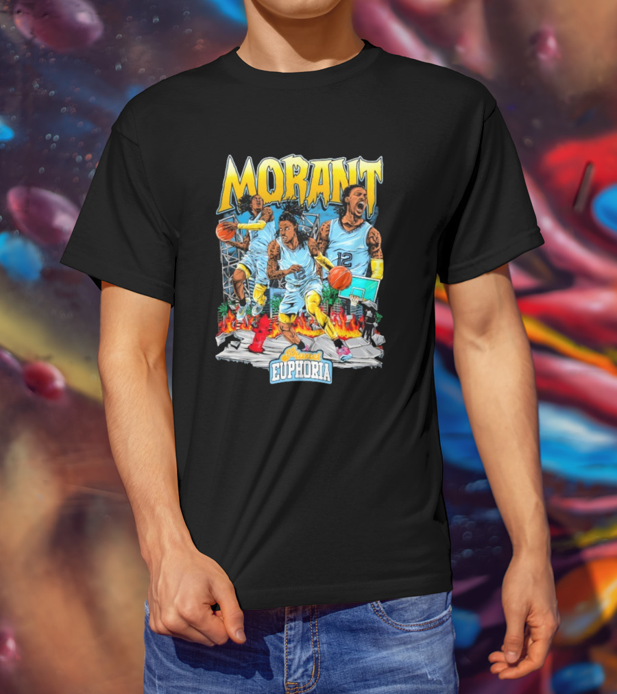 Morant Planet Euphoria Basketball Action Scene T-Shirt