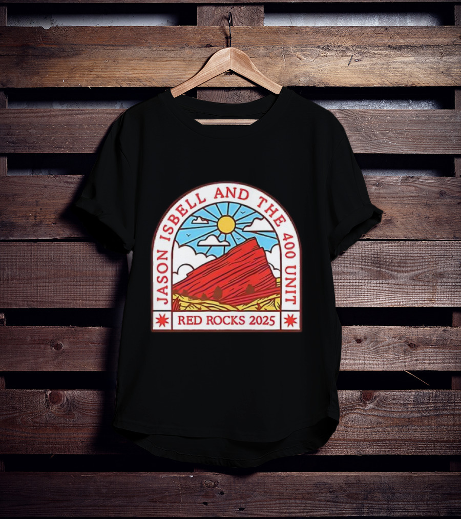 Jason Isbell And The 400 Unit Red Rocks 2025 Sun And Mountains T-Shirt