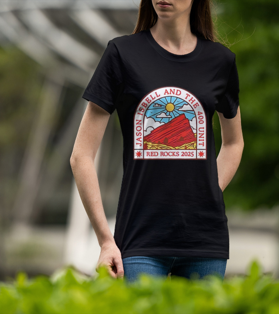 Jason Isbell And The 400 Unit Red Rocks 2025 Sun And Mountains T-Shirt