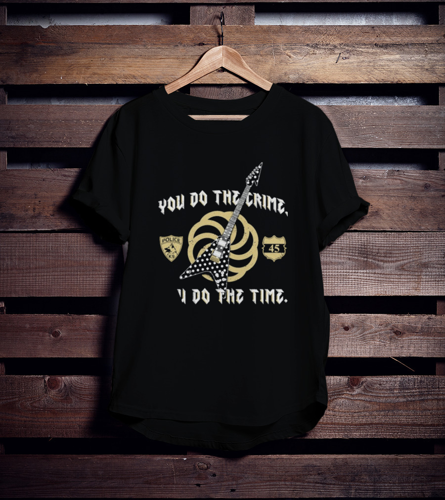 You Do The Crime You Do The Time Polka Dot Guitar Badge And Shield T-Shirt