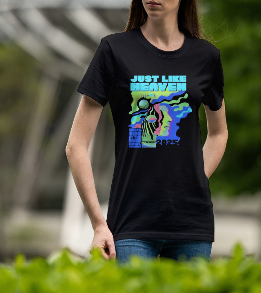 Just Like Heaven Time And Space 2025 Psychedelic Face And Abstract Cosmic Imagery T-Shirt
