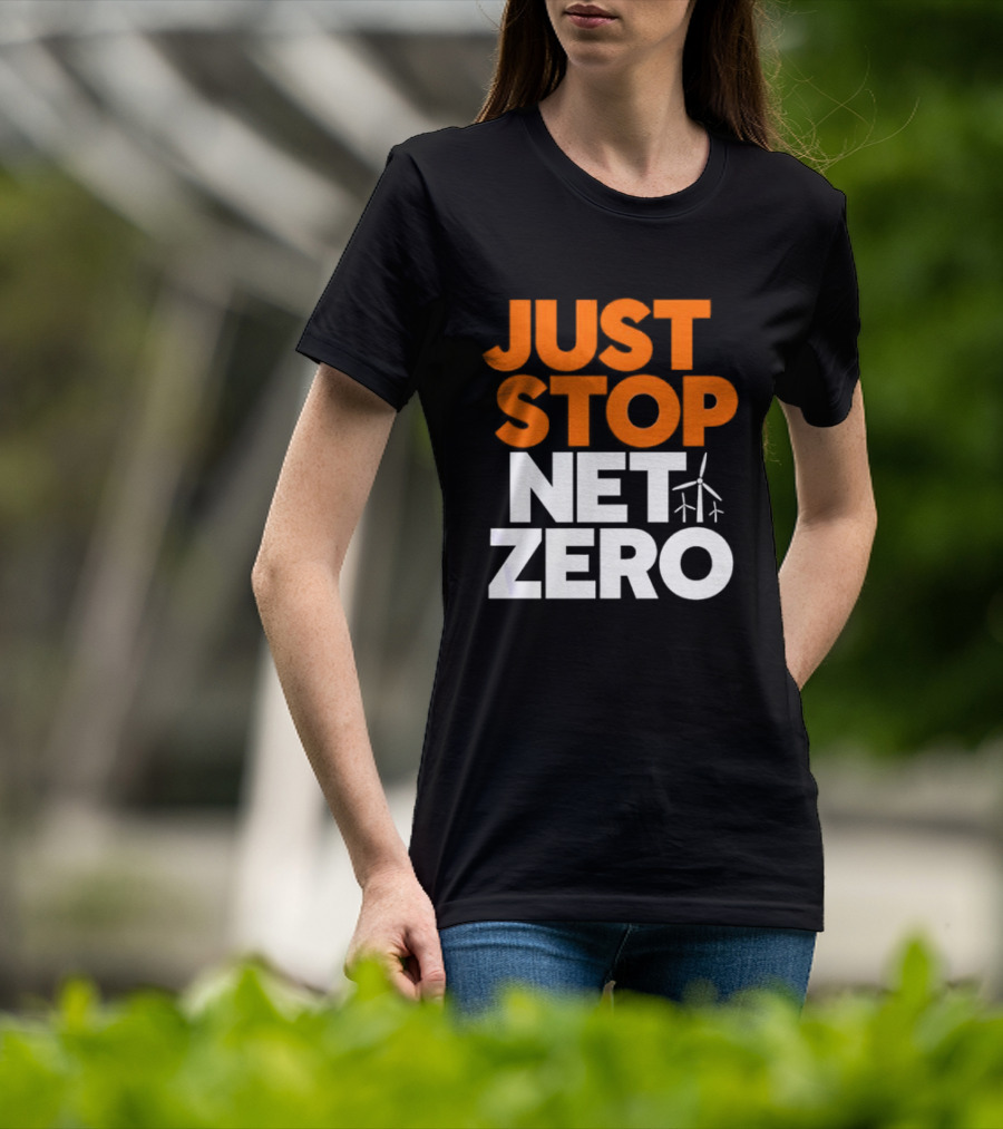 Just Stop Net Zero Wind Turbine Icon T-Shirt