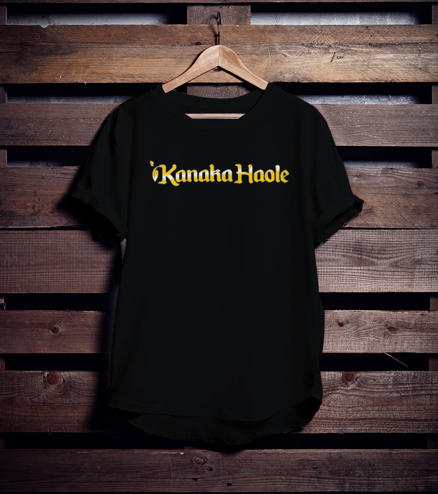 Kanaka Haole Gold Text With Leaf Accent T-Shirt
