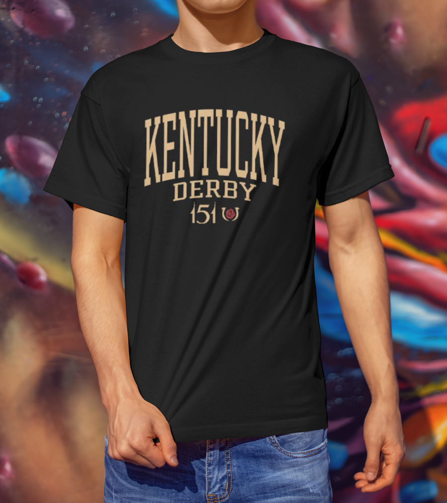Kentucky Derby 151 Event Typography With Horseshoe Icon T-Shirt