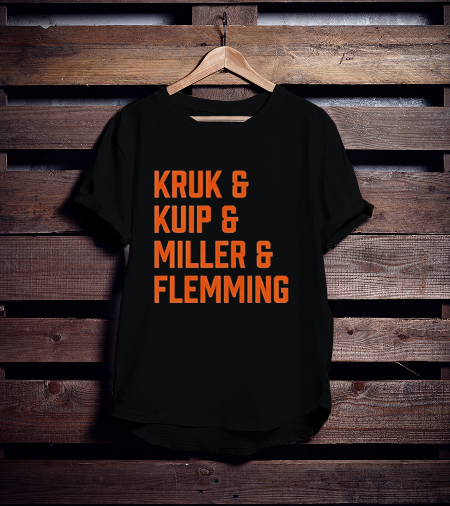 Kruk Kuip Miller Flemming Baseball Broadcasters Orange Text T-Shirt