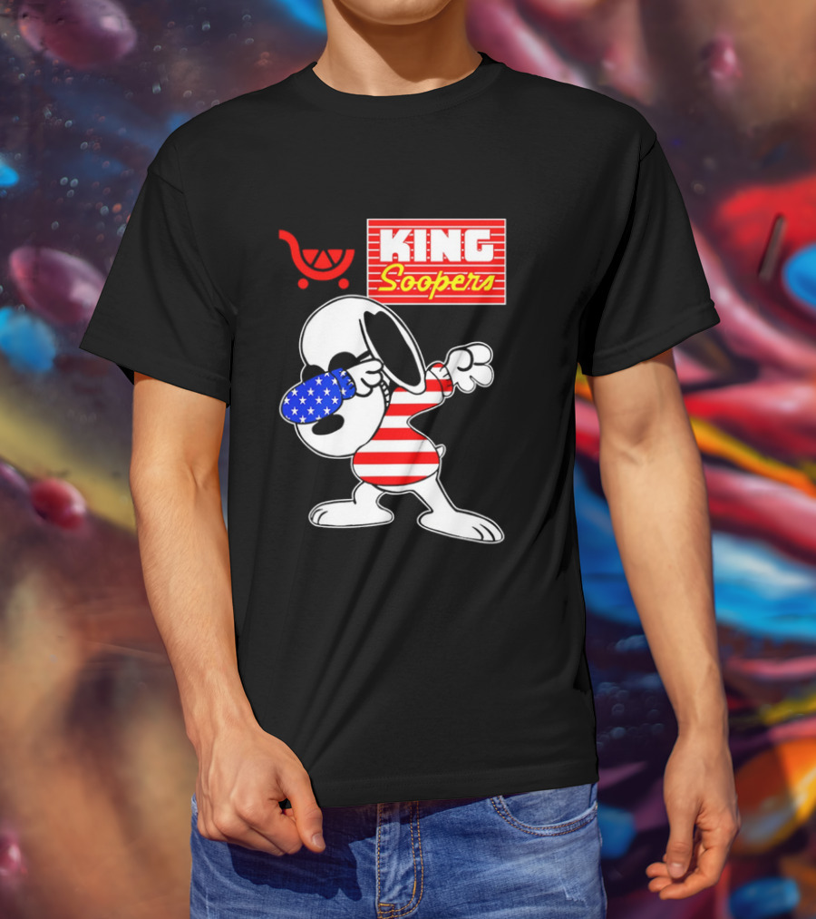 King Soopers Snoopy Dabbing USA Flag Style T-Shirt