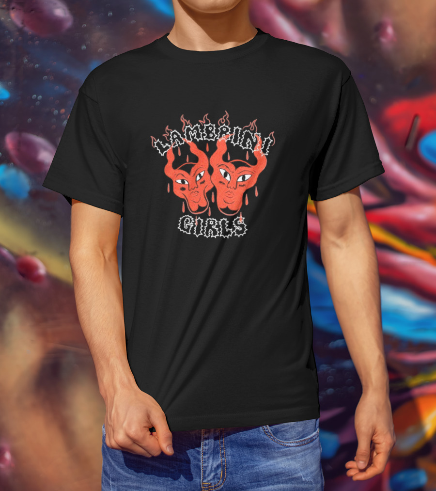 Lambrini Girls Devil Horned Masks Fiery Aesthetic T-Shirt