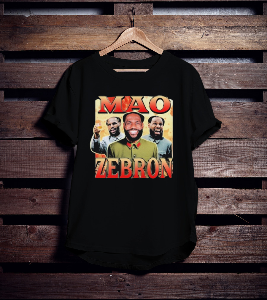 Mao Zebron Lebron James Fusion In Vintage Propaganda Style T-Shirt