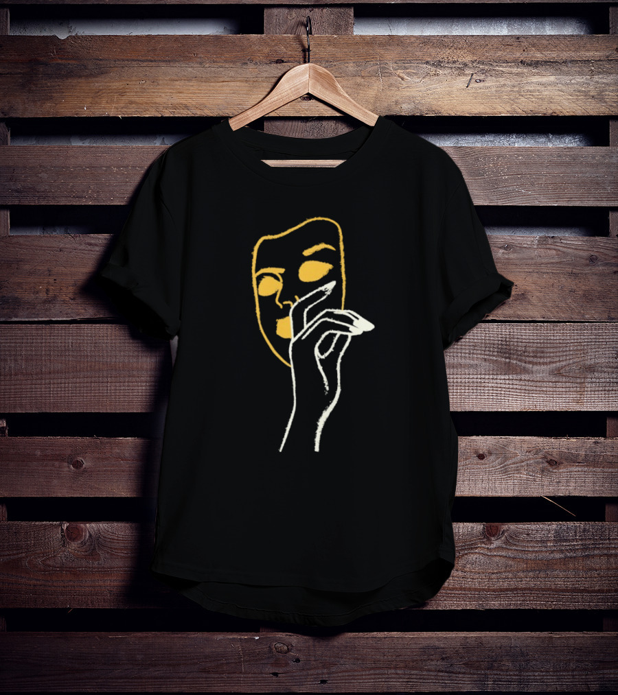 Liam St John Little White Lies Mask Abstract Line Art T-Shirt