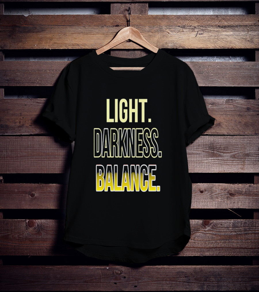 Light Darkness Balance Text In Yellow And Black Typography T-Shirt