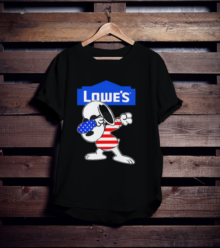 Lowe's Snoopy Dabbing American Flag Stripes T-Shirt